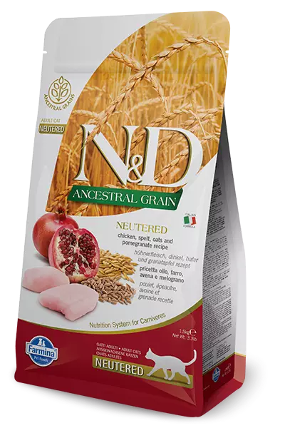 Фармина N&D Cat AG низкозерновой курица гранат для стерилизованных кошек и кастрир.котов, 0,3кг