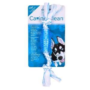CanineClean игрушка д/собак Регби синтетич. резина с канатом 25 см с ароматом мяты, голубой