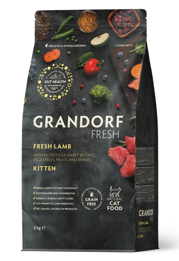 GRANDORF Fresh Cat KITTEN Lamb&Sweet Potato (Свежее мясо ягненка с бататом для котят) 2 кг