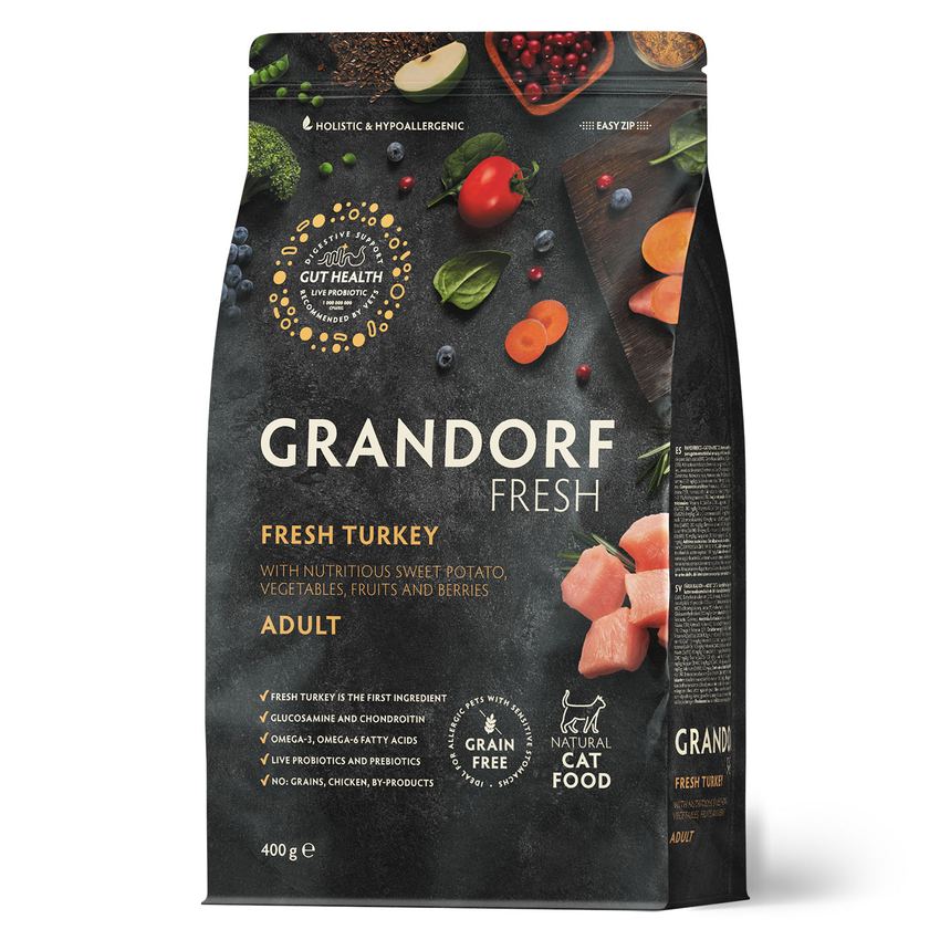 GRANDORF Fresh Cat ADULT Turkey&Sweet Potato Свежее мясо индейки с бататом для кошек 400 г