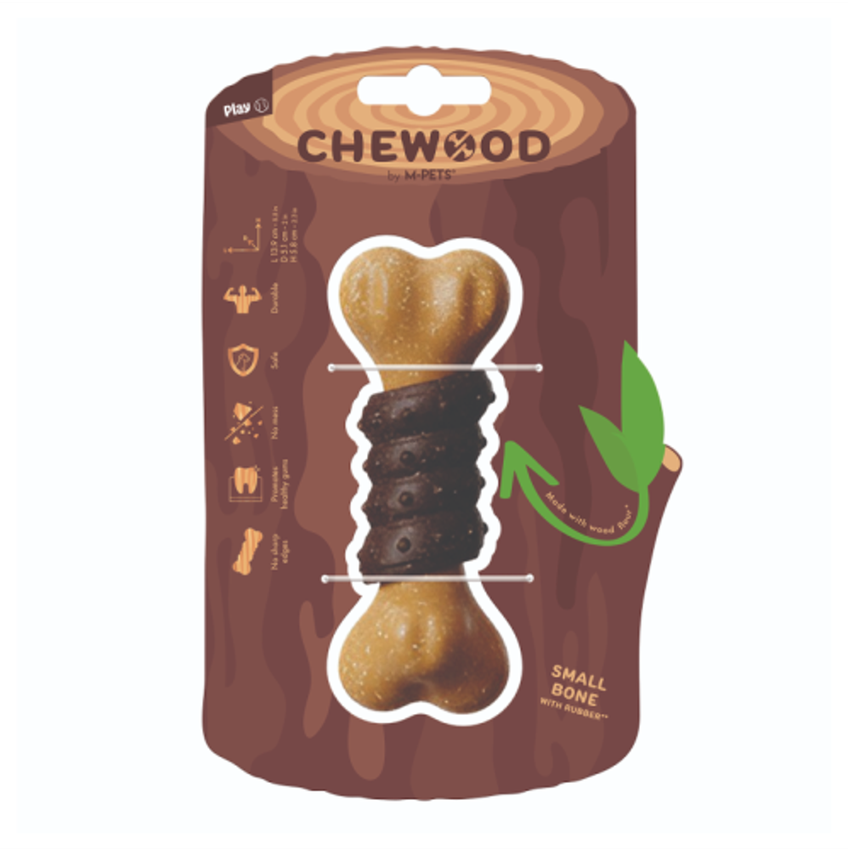 Игрушка для собак CHEWOOD, кость с ТПР- вставкой,S 13.9x5 .1x5.8 см Mpets