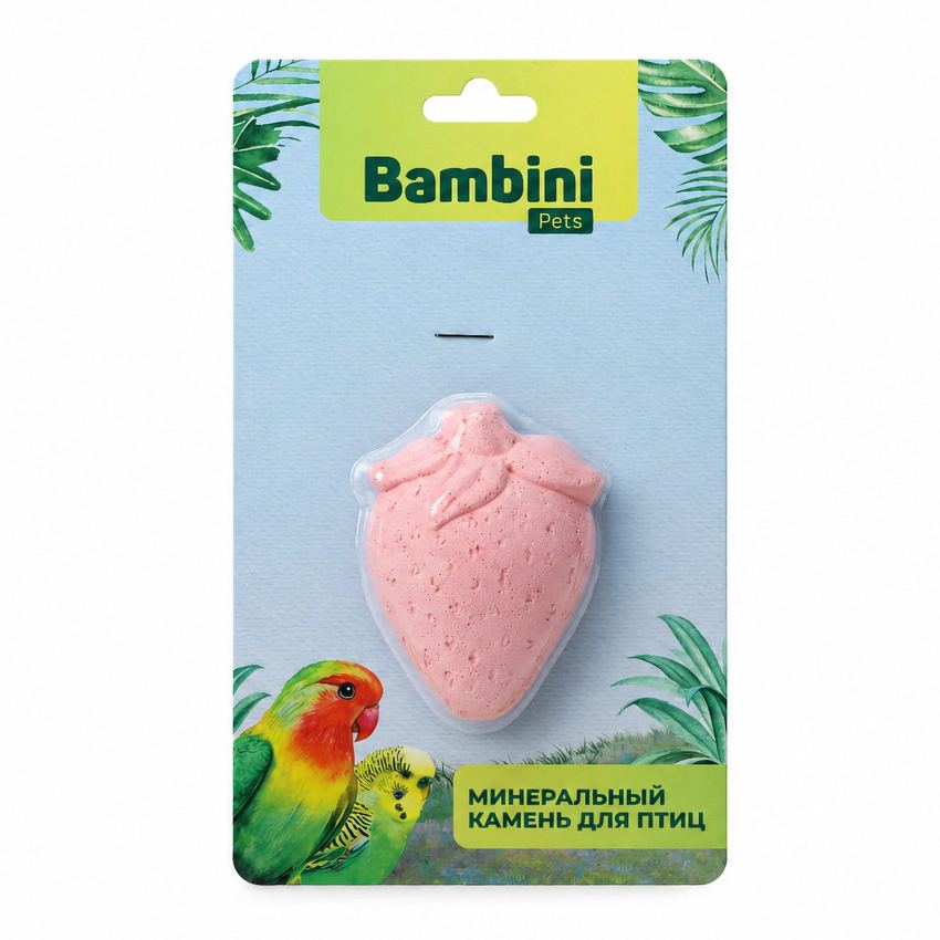 Минеральный камень Bambini Pets для птиц "Клубничка"