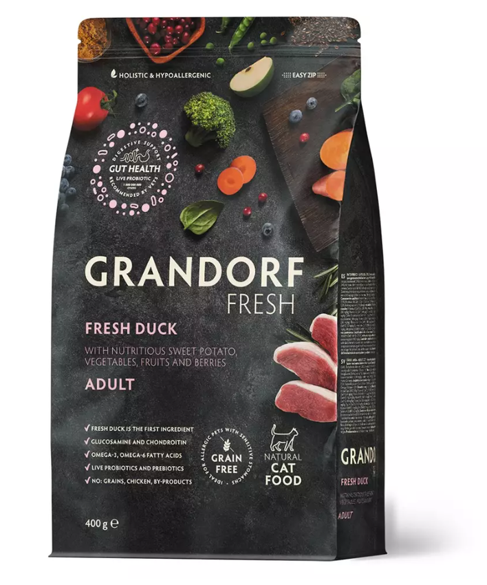 GRANDORF Fresh Cat ADULT Duck&Sweet Potato (Свежее мясо утки с бататом для кошек) 400 г