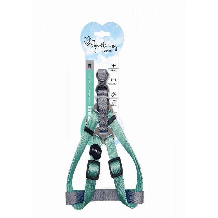 Шлейка для собак GENTLE DOG M, 2.0 x 46 - 70 см бирюзовая, MPets