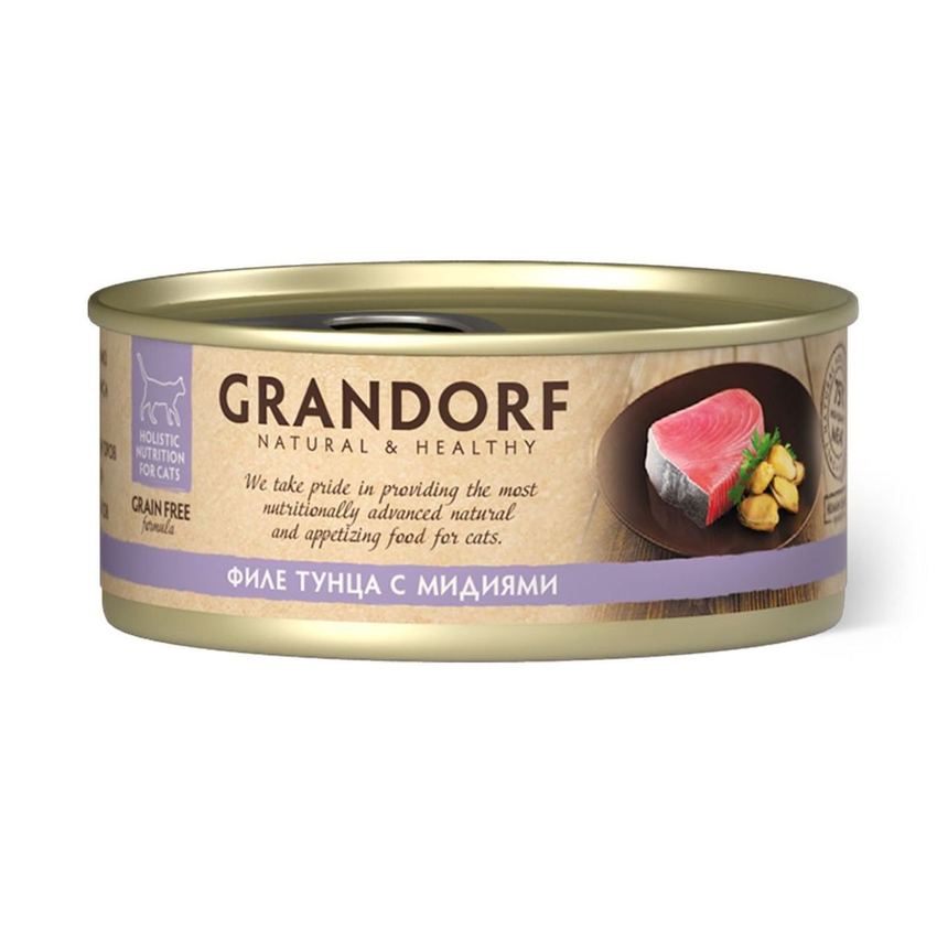 Консервы для кошек GRANDORF Филе тунца с мидиями 70 гр.