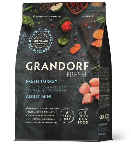 GRANDORF Fresh Dog Adult Mini Свежее мясо индейки с бататом для собак мелких пород 1 кг