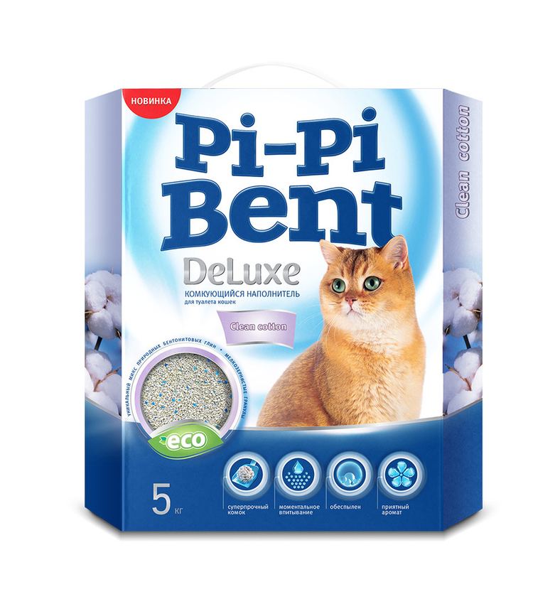 Наполнитель Пи-Пи-Бент Deluxe Clean cotton (коробка) 5кг