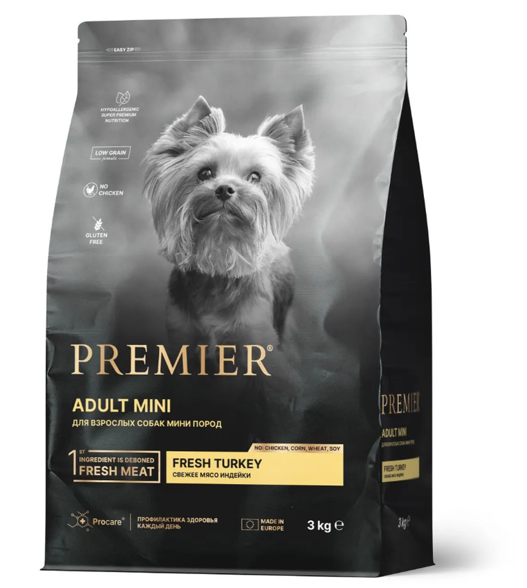 Premier Dog Turkey ADULT Mini (Свежее мясо индейки для собак мелких пород) 3 кг