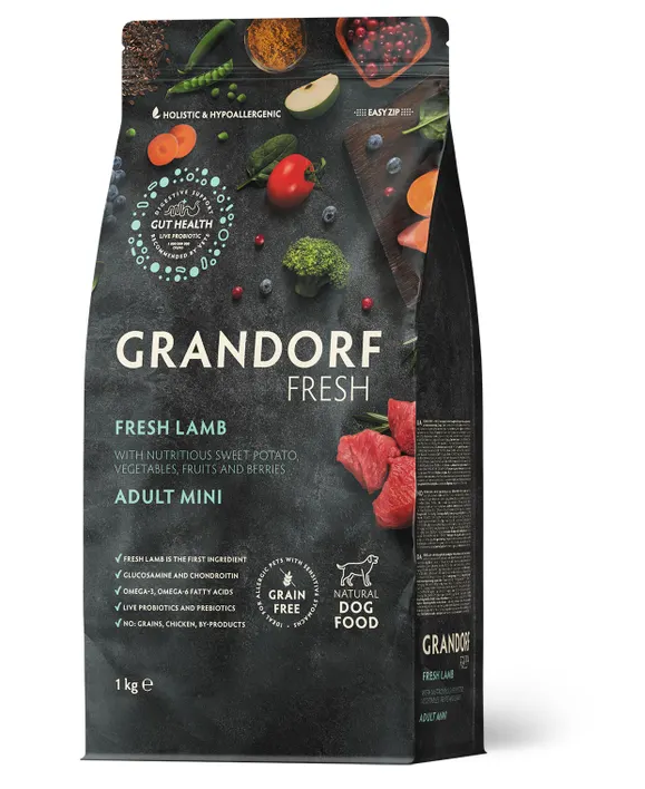 GRANDORF Fresh Dog Adult MINI Свежее мясо ягненка с бататом для собак мелких пород 1 кг