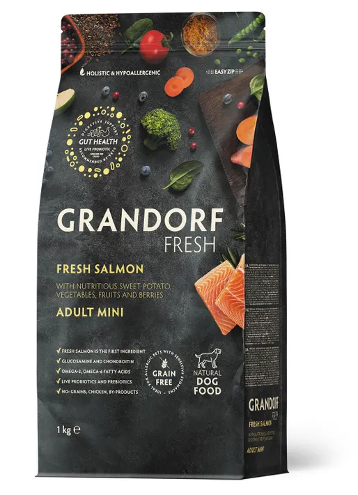 GRANDORF Fresh Dog Adult MINI Свежее филе лосося с бататом для собак мелких пород 1 кг