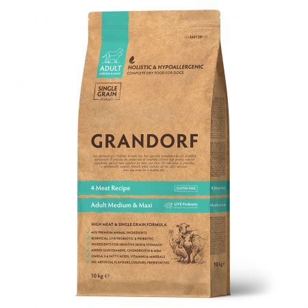 GRANDORF DOG MED&MAXI 4 мяса c пробиотиками для cобак средних и крупных пород 10 кг