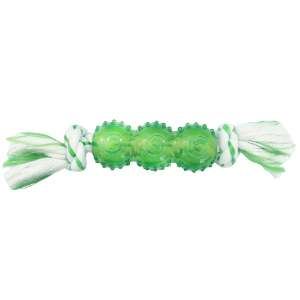CanineClean игрушка д/собак Палочка синт. резина с канатом 25 см аромат мяты, зеленый