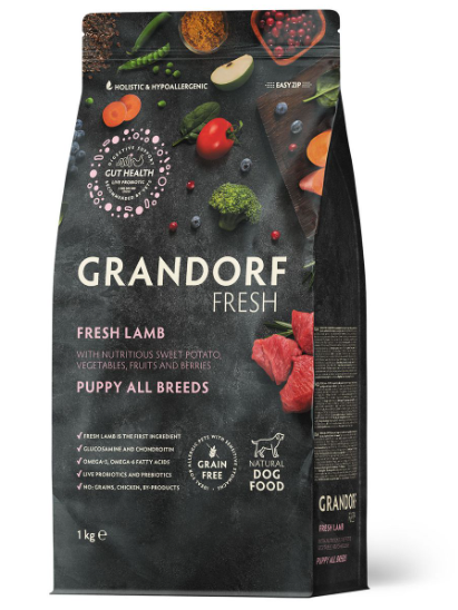 GRANDORF Fresh Dog PUPPY Свежее мясо ягненка с бататом для щенков 1 кг