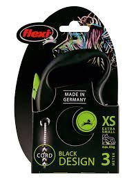 flexi рулетка Black Design XS (до 8 кг) 3 м трос черный/ зеленый