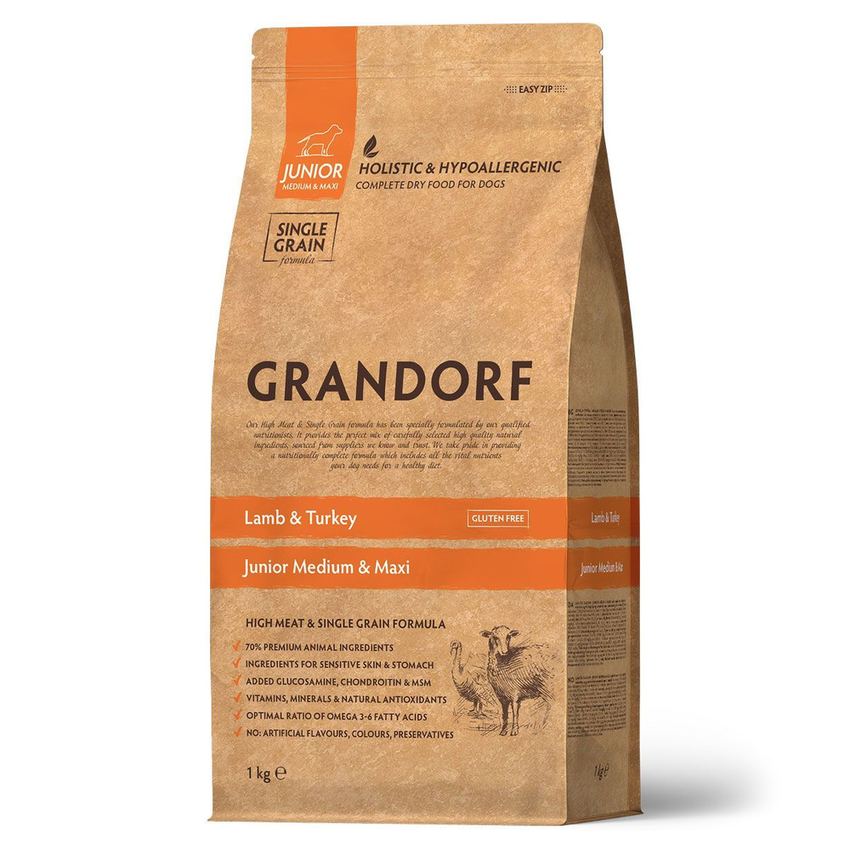 GRANDORF DOG Lamb&Turkey JUNIOR (ягнёнок с индейкой для юниоров)  1 кг.