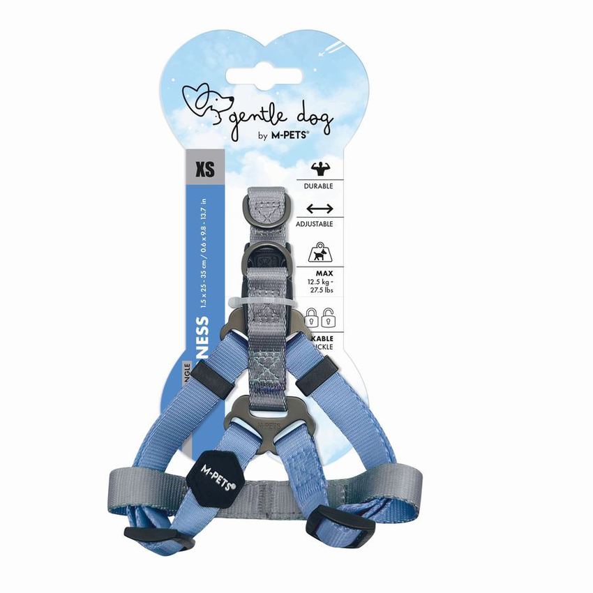 Шлейка для собак GENTLE DOG XS, 1.5 x 25-35 см синяя, Mpets
