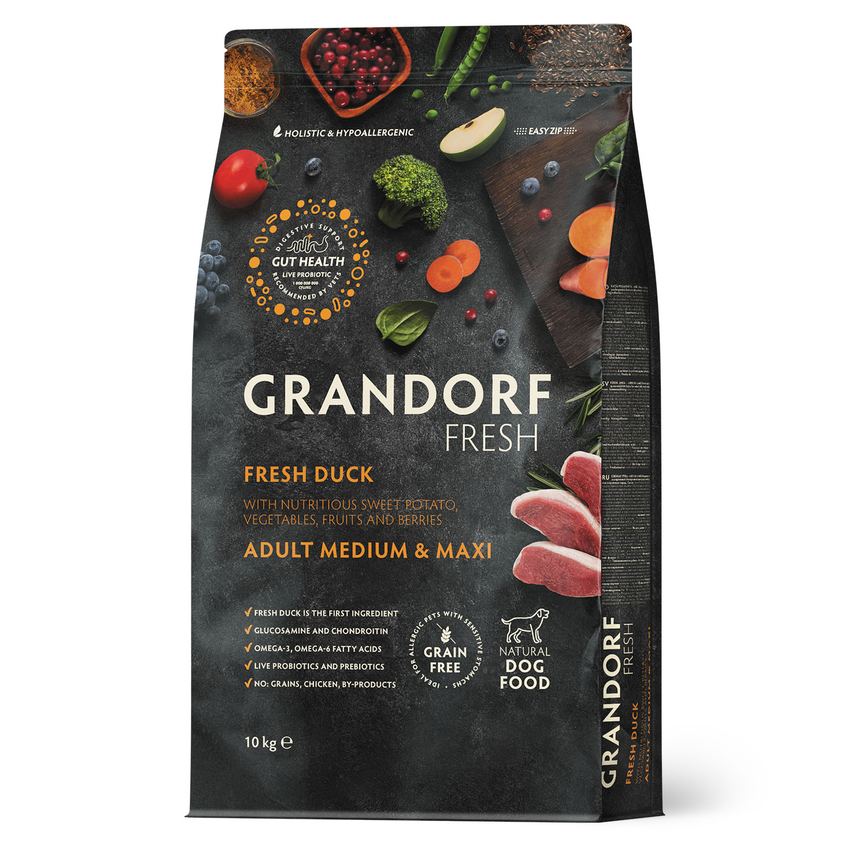 GRANDORF Fresh Dog Adult Свежее мясо утки с бататом для собак ср. и крупн. пород 10 кг