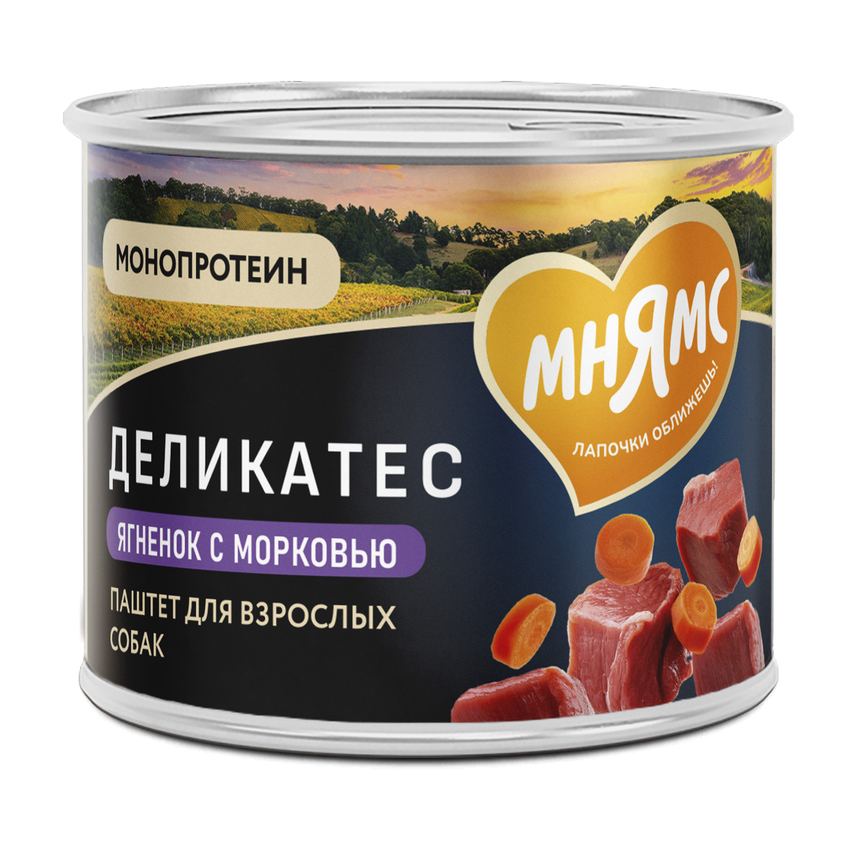 Влажный корм Мнямс Деликатес Паштет из ягненка с морковью для собак Клефтико по-афински 200 г