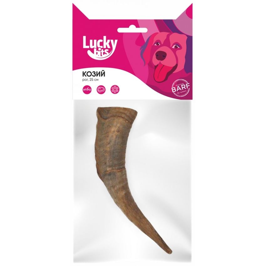 Лакомство для собак Lucky bits козий рог М25 см, 160 г