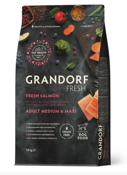 GRANDORF Fresh Dog Adult Свежее филе лосося с бататом для собак ср. крупн. пород 10 кг
