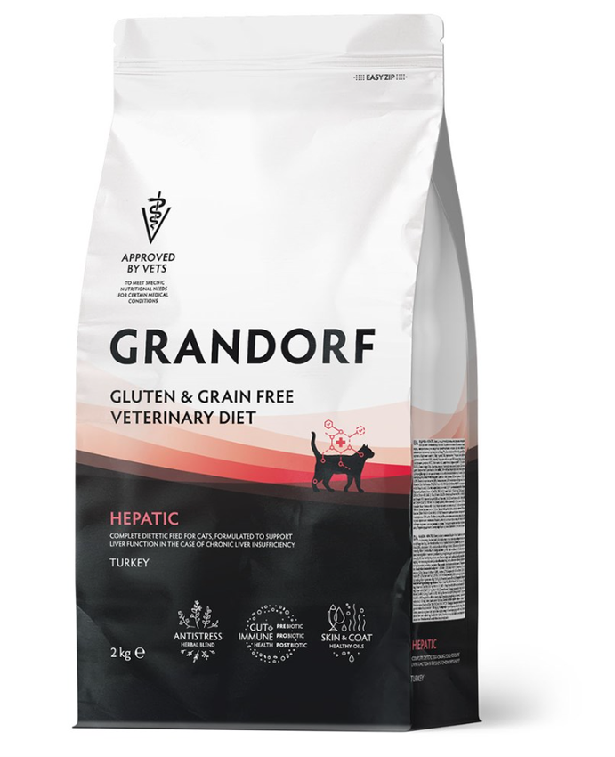 GRANDORF VETERINARY DIET Индейка HEPATIC 2 кг - диетический сухой корм для кошек