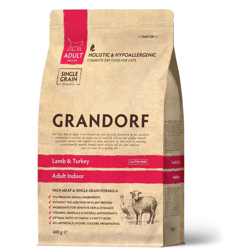 GRANDORF CAT Lamb&Turkey INDOOR (Ягненок с индейкой для кошек) 400 гр.