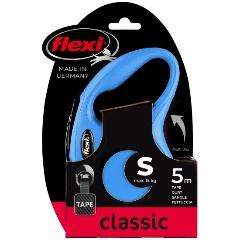 Flexi Поводок-рулетка лента New Classic S, 5м до 15кг, синяя