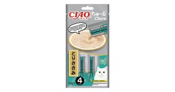 ИНАБА Ciao Churu функциональное пюре д/кошек куриное филе Поддержание pH мочи 14г * 4шт