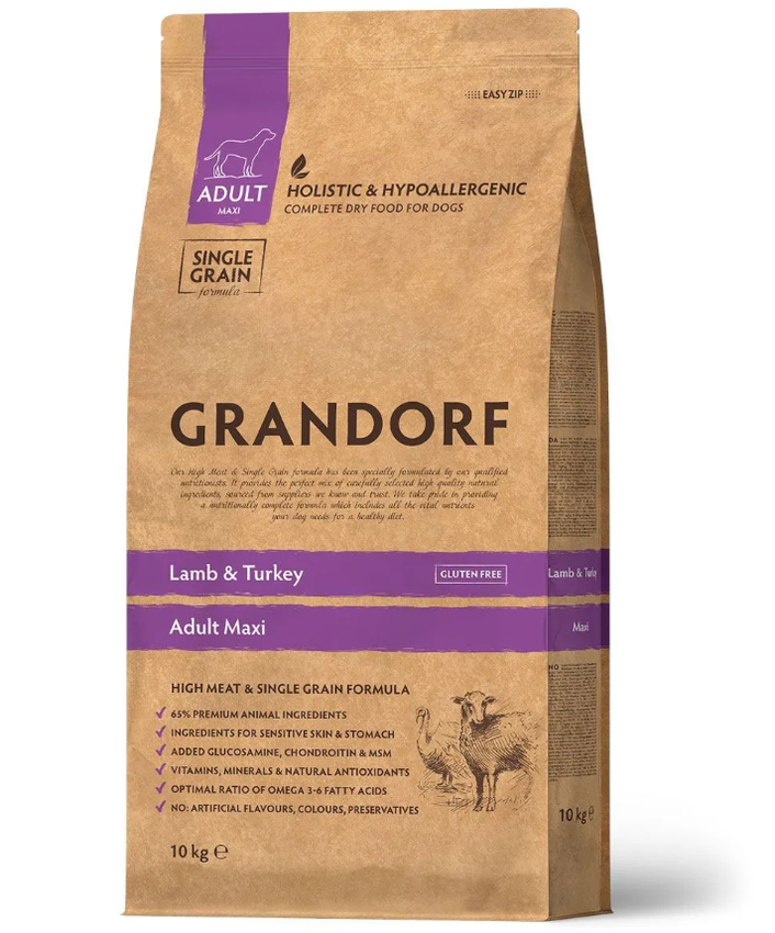GRANDORF DOG Lamb&Turkey Maxi (ягнёнок с индейкой для собак крупных пород) 10 кг.