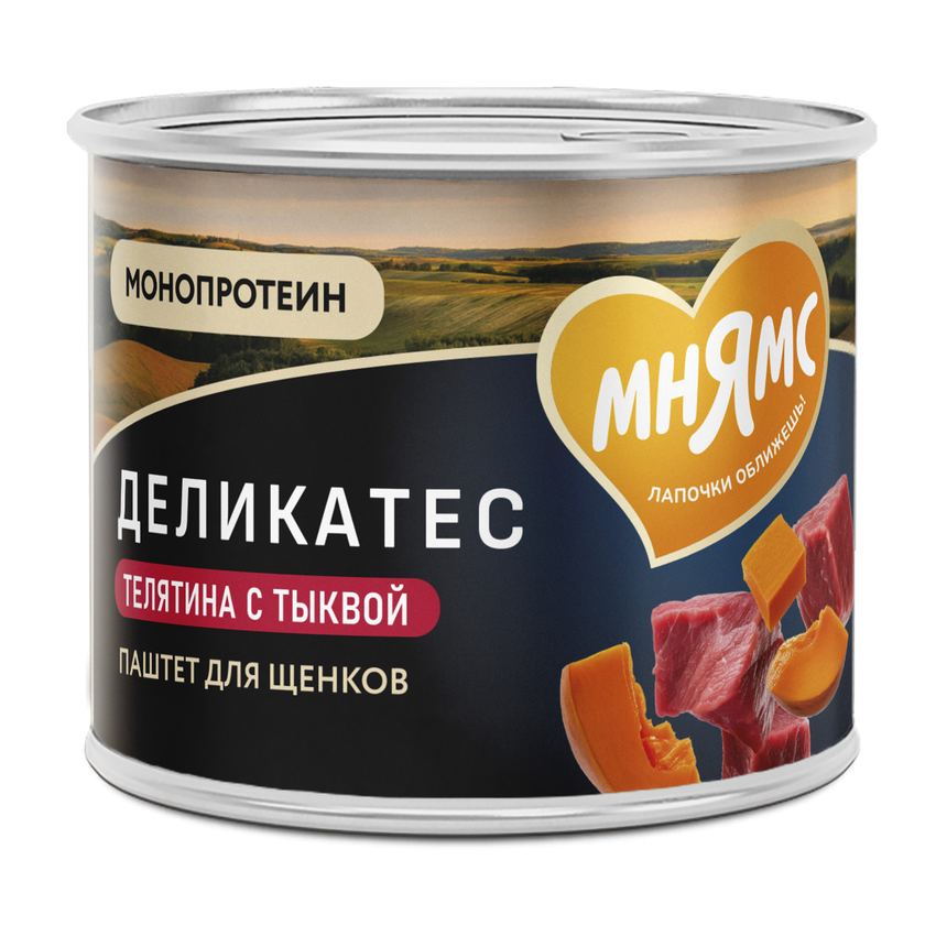 Влажный корм Мнямс Деликатес Паштет из телятины с тыквой для щенков Асадо по-аргентински 200 г