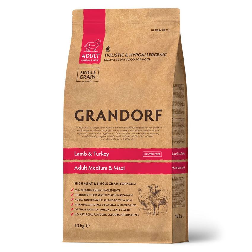 GRANDORF DOG MED&MAXI ягнёнок с индейкой для собак средних и крупных пород 10 кг.