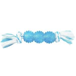 CanineClean игрушка д/собак Палочка синт. резина с канатом 25 см аромат мяты, голубой