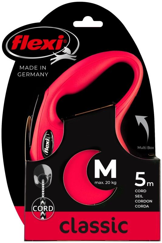 Flexi Поводок-рулетка лента New Classic M, 5м до 25кг, красная
