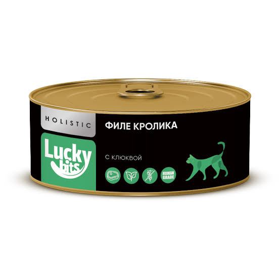 Консервы для кошек Lucky bits мясо кролика с клюквой, 100 г