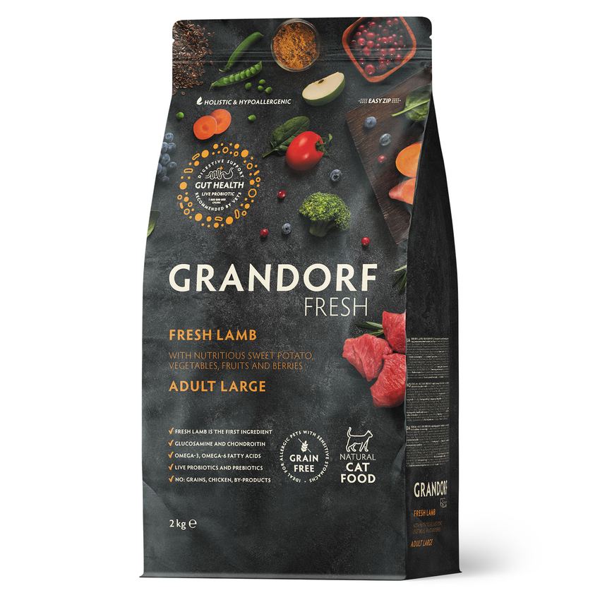 GRANDORF Fresh Cat LARGE Свежее мясо ягненка с бататом для крупных кошек 2 кг