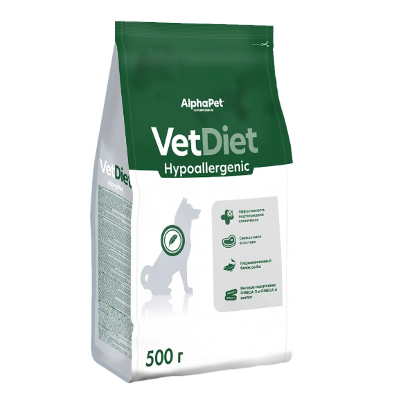 АльфаПет Vet Diet Hypoallergenic д/собак при пищевой аллергии, 0,5кг