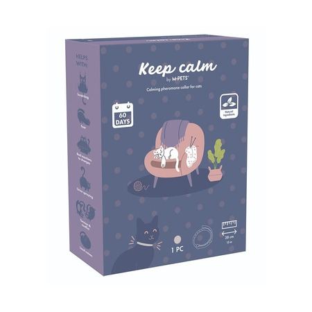 KEEP CALM успокаивающий феромон для кошек, ошейник серый 1 шт. Mpets