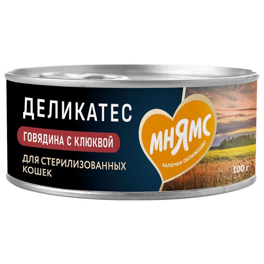 Влажный корм Мнямс Деликатес Говядина с клюквой для стерил. кошек "Паштет по-шведски" 100 г