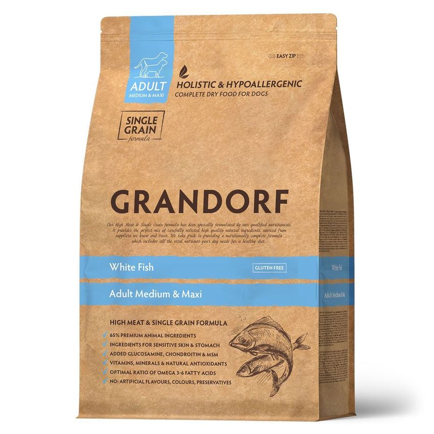 GRANDORF DOG White Fish MED&MAXI (белая рыба для собак средних и крупных пород) 10 кг.