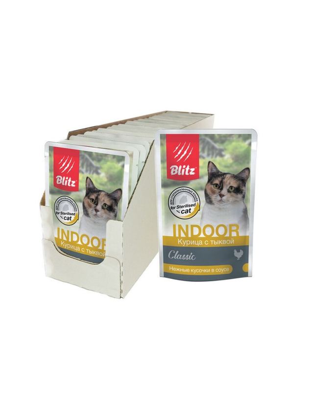 БЛИЦ Classic Пауч для кошек стерил. Курица с тыквой, кусочки в соусе, 85г