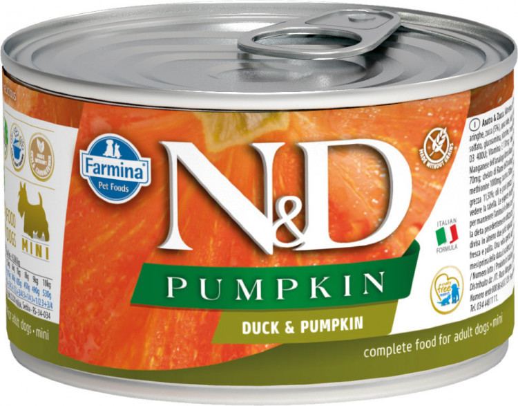 Фармина N&D Dog Pumpkin Консервы с уткой Adult mini, 140г