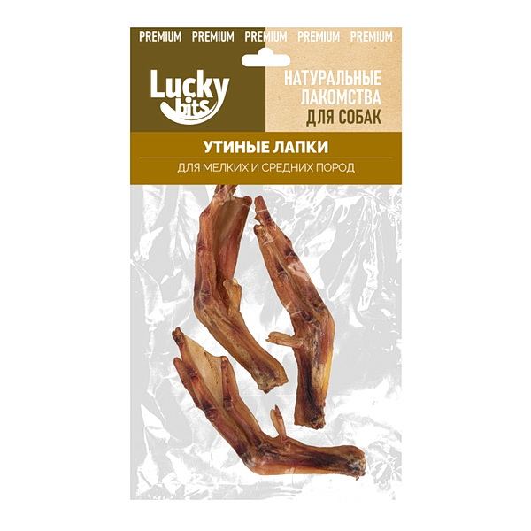 Лакомство для собак Lucky bits Утиные лапки 45гр