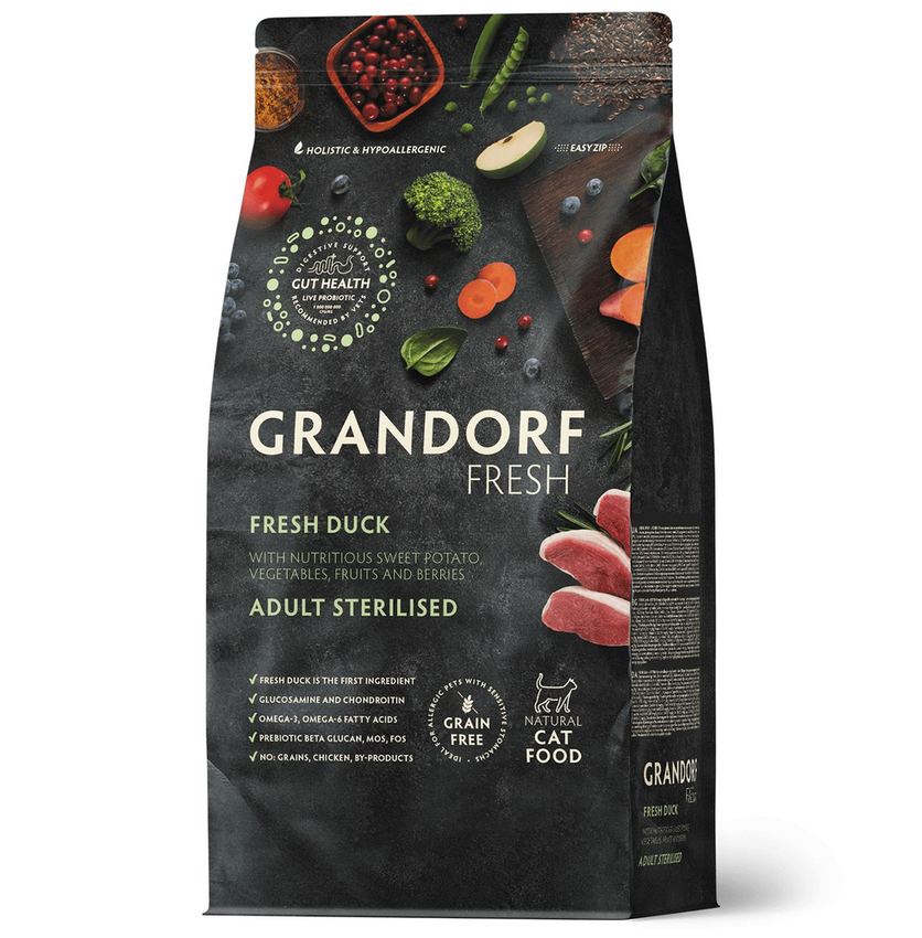 GRANDORF Fresh Cat STERILISED Свежее мясо утки с бататом для стерилизованных кошек 2 кг