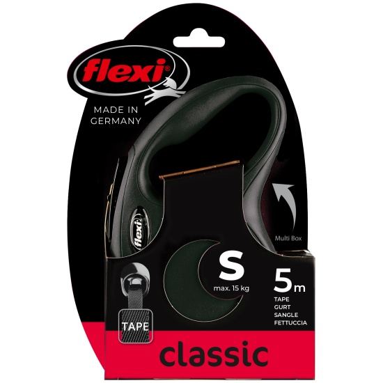 Flexi Поводок-рулетка лента New Classic S, 5м до 15кг, черная