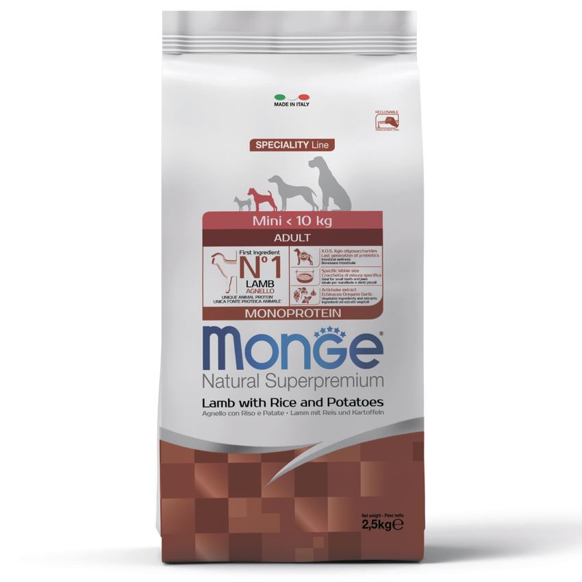 Сухой корм Monge Dog Speciality Line Monoprotein Mini для щенков ягненок и рис 2,5 кг