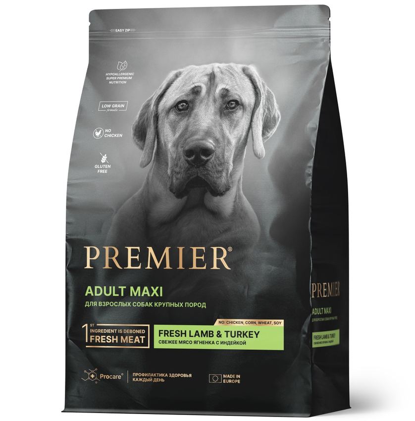 Premier Dog ADULT Maxi Свежее мясо ягненка с индейкой для собак крупных пород 10 кг
