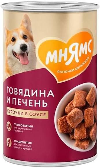 Мнямс На каждый день Кусочки в соусе говядина и печень для собак ЗДОРОВЫЕ СУСТАВЫ 400 г