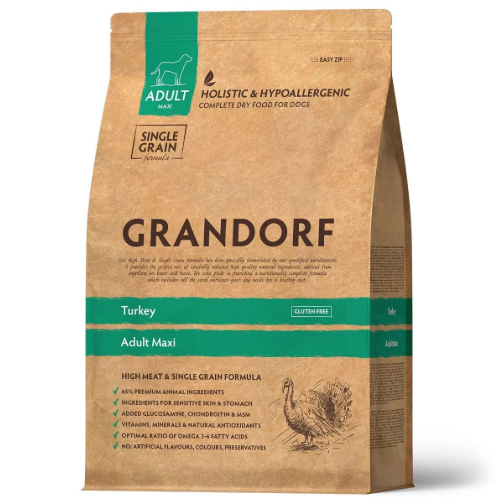 GRANDORF DOG Turkey MAXI (индейка для собак крупных пород) 3 кг.
