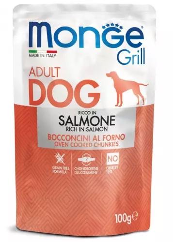 Влажный корм Monge Dog Grill для собак с лососем, паучи 100 г