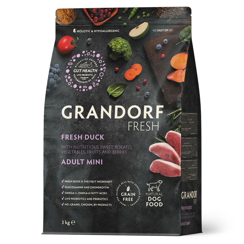 GRANDORF Fresh Dog Adult MINI Свежее мясо утки с бататом для собак мелких пород 3 кг